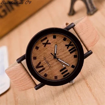 Simulation Wooden Quartz Men Watches Casual Wooden Color Leather Strap Watch Wood Male Wristwatch Relojes Relogio Masculino saa