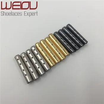 Weiou 100 Pcs/Lot 3.8x20mm Metal Shoelace Bullet ends Aglet Tip replacement Shoes Clothes Lace repairing Silver, Gold, GunBlack