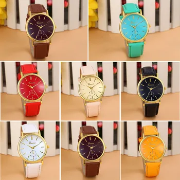 Feitong Super Top Brand Unisex Watch PU Leather Band Quartz Watches Women Men WristWatch Watches Gift Clock montre homme relojes