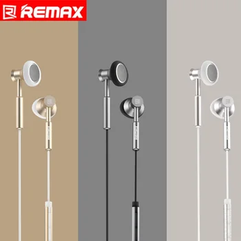 Remax 3.5mm Metal Earphone Headset Stereo Bass In-Ear Headsets Micphone Mobile Phone MP3 PC for iPhone Samsung mi