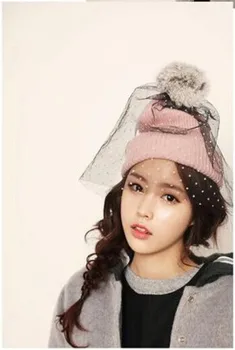 1 pcs 2016 new Fashion women net yarn knitting hat Two purposes of autumn winter warm caps multicolor