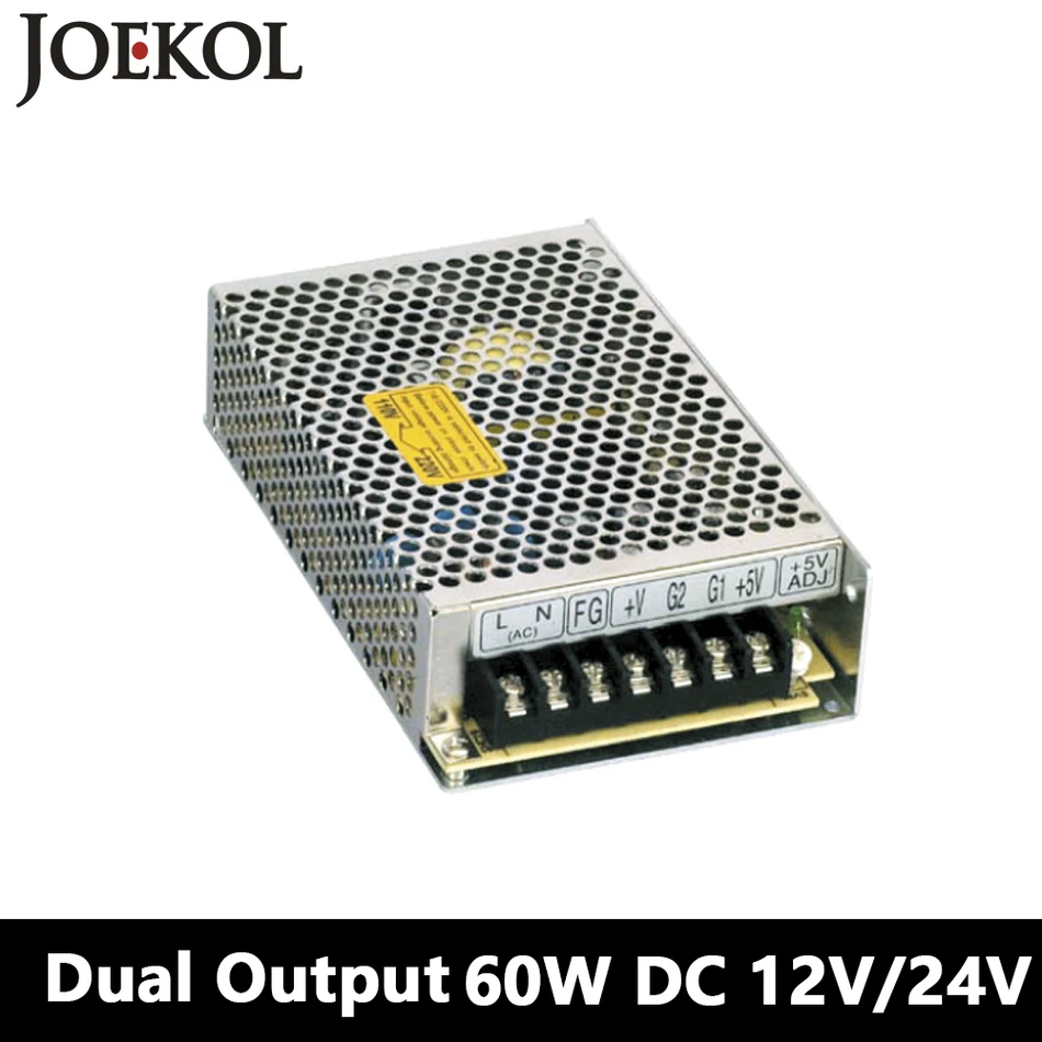 Switching Power Supply 60W 12V 24V,Double Output AC-DC Power Supply For Led Strip,transformer AC 110v/220v To DC 12v/24v