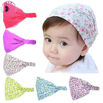 Haimeikang 2017 Fashion Cute Kids Print Flower Kerchief Headband Girls Sweet Casual Bandanas Fabric Headkerchief Headpiece