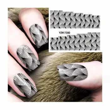FWC 2017 New Nail Water Sticker Nail Art Water Black Texture Designs Transfer Stickers Decals Nail Decoration Accessories 7300
