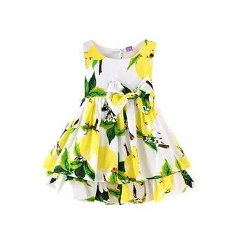 2017 New Summer Sleeveless Ball Gown Baby Girl Dress Print Bow Dress Girls Clothes Children Dresses 2-6 Years