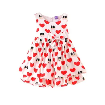 2017 New Summer Sleeveless Ball Gown Baby Girl Dress Print Bow Dress Girls Clothes Children Dresses 2-6 Years