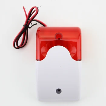 9-12V Mini Indoor Wired Siren with Red light Siren Flash Sound Home Security Alarm Strobe System 110dB