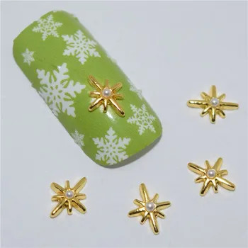 10psc New Pearl stars 3D Nail Art Decorations,Alloy Nail Charms,Nails Rhinestones Nail Supplies #459