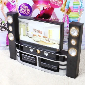 Fashion TV And Speaker Set For Barbie, Doll Home Furniture, Dolls Accessories