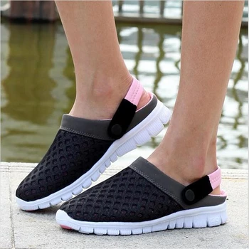 ROVIWOLF Women Slippers Mesh Lighted Casual Shoes Women's Summer Shoes Sandals Breathable Outdoor Slip On Shoes Beach Flip Flops