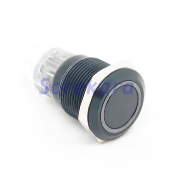 19mm Zn-Al Ring LED Color BLUE Momentary 1NO 1NC Pushbutton Switch Black Coating For Auto IP67 UL 6V/12V/24V/110V/220V