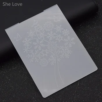She Love Scrapbooking Embossing Folder Tree Birds Plastic Template DIY Card Making Decoration Papercraft
