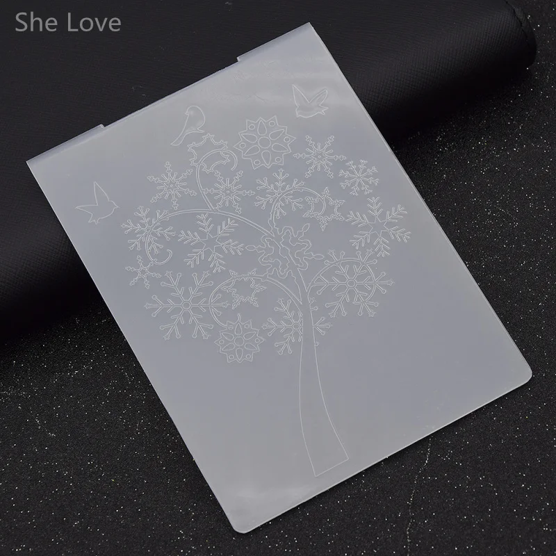 She Love Scrapbooking Embossing Folder Tree Birds Plastic Template DIY Card Making Decoration Papercraft