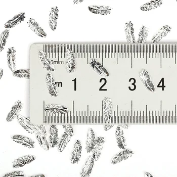 Blueness 1000pcs/pack Silver Feather Alloy 8.5*3.5mm Nail Art Strass 3d Nail Jewelry Charms DIY Beauty Nail Decoration PJ612