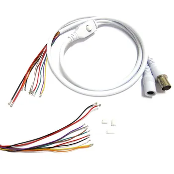 2pcs 80cm BNC Video DC12V Power OSD Control Pigtail Cable Analog CCTV Camera Module Board Menu Button end cable, black, white