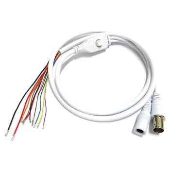 2pcs 80cm BNC Video DC12V Power OSD Control Pigtail Cable Analog CCTV Camera Module Board Menu Button end cable, black, white