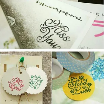 6 pcs/lot DIY Blessing Vintage Wooden Rubber Stamp Thank You Miss You Love Stamps for Decoration Scrapbooking 608
