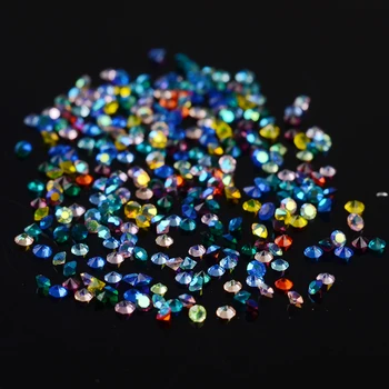 300Pcs/Box 1.5mm Colorful Crystal Rhinestone Sharp Bottom Mini Beads 3D Nail Decoration Manicure DIY Nail Art Decoration