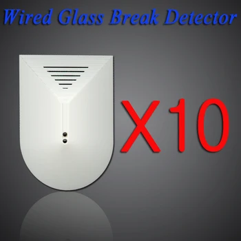 Wired Glass Break Detector For GSM Alarm System Office/Store/House Door Window Glass Security 10PCS/LOT