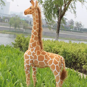 Big plush standing giraffe toy creative simulation giraffe doll gift about 140cm