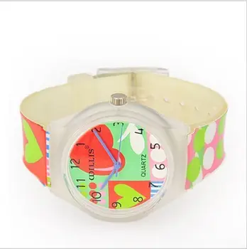 Willis Mini Children Cartoon Watches Women Heart Quartz Watch with Plastic Strap Wristwatches 0150