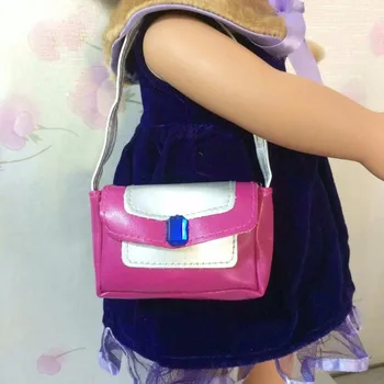 Purple And White Leather Single-Shoulder Doll bag Fits 18 Inch American Girl Doll Accessories Doll Bag AB15