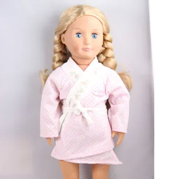 Newest Design 18 Inch American Girl Doll Clothes Lovely Pink White Dots Night Gown Doll Clothes AG201725