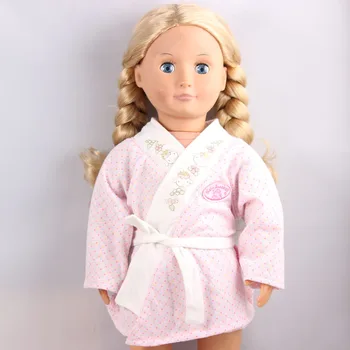 Newest Design 18 Inch American Girl Doll Clothes Lovely Pink White Dots Night Gown Doll Clothes AG201725