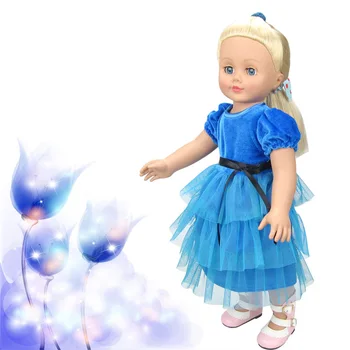 Fashion Blue Autumn Dress 18 inch American Girl Doll Clothes Dress Fit 18 