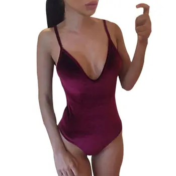 2017 One Piece Velvet Swimsuits Women Sexy Backless Bodysuits Swimwear Bathing Suits