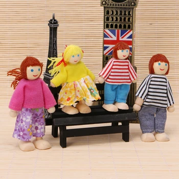 2017 Children Baby Wooden Puppet Doll Toys Lovely Family Playing Educational Toy 4Pcs MAR2_30