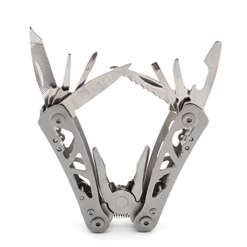 9 in 1 Multifunction Combination Plier,Folding Mini Plier Knife Opener Pry Bar Saw File Screwdriver Stainless Steel Outdoor Tool