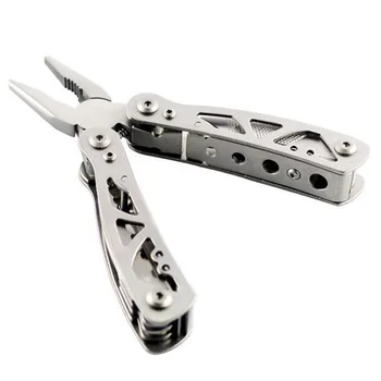 9 in 1 Multifunction Combination Plier,Folding Mini Plier Knife Opener Pry Bar Saw File Screwdriver Stainless Steel Outdoor Tool