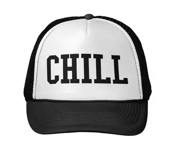 CHILL Letters Print Baseball Cap Trucker Hat For Women Men Unisex Mesh Adjustable Size Drop Ship Black White M-15