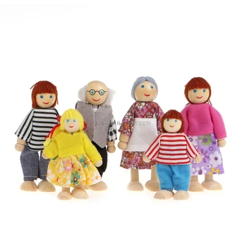 Children Baby Family Wooden Puppet Doll Finger Toys Playing Educational Toy 6Pcs MAR2_30 -B116