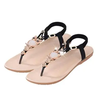 New Sandals Zapatos Mujer Women Rhinestone Owl Sweet Sandals Clip Toe Sandals Beach Shoes Woman Chaussures Femme ete 2017