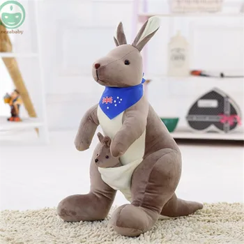 2PCS/SET Gray Kangaroo Plush Toys Child Stuffed Toys Plush Kangaroo Dolls With Scarf Animal Dolls For Baby Christmas Gifts MR34