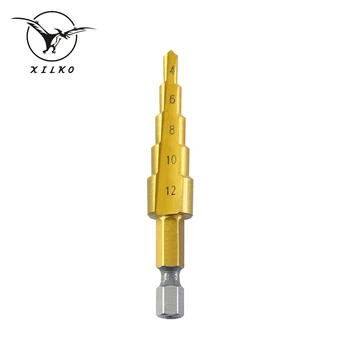 Xilko 3PC 3-12/4-12/4-20mm Titanium Step Drill Core Drill Bits HSS Tools High Speed Steel Wood Metal Drilling Drill