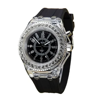 Fashion Silicone Diamond Watch LED Luminous Colorful Lights Women Ladies Watch Wrist watches for women Reloj Mujer saat