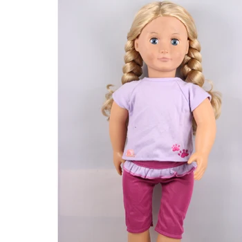 45cm Baby Born Doll Purple T-shirt Purple Pants Suits American Girl Doll Clothes Children Chrismas Gift AG653