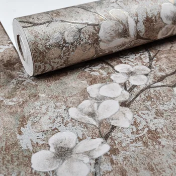 Antique Vintage Textured Floral Wallpaper Retro Blossom Trail Wall Paper For Bedroom Wall Covering