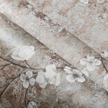 Antique Vintage Textured Floral Wallpaper Retro Blossom Trail Wall Paper For Bedroom Wall Covering