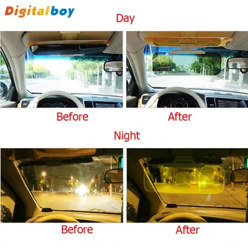 New Car Sun Visor HD Car Anti-Glare Dazzling Goggle Day Night Vision Driving Mirror UV Fold Flip Down HD Clear View Visor