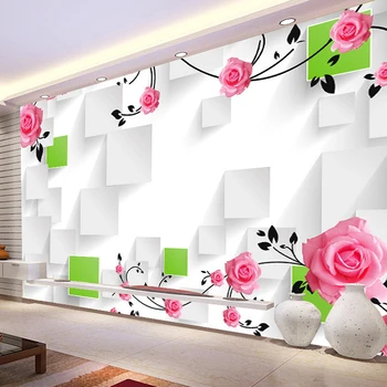 Customized Any Size 3D Stereoscopic Romantic Rose Flower TV Background Wall Painting Living Room Bedroom Mural Wallpaper 3D