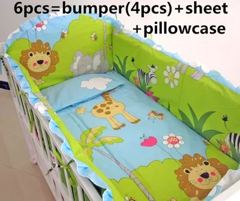Promotion! 6PCS Baby Crib Bumper Crib Baby Bedding Set Fitted With Sheet Hot Baby Bedding, include(bumpers+sheet+pillow cover)