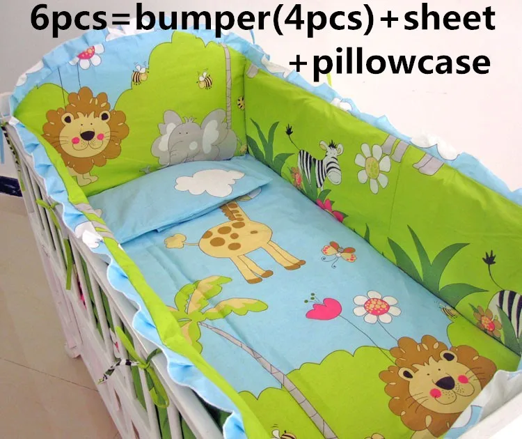 Promotion! 6PCS Baby Crib Bumper Crib Baby Bedding Set Fitted With Sheet Hot Baby Bedding, include(bumpers+sheet+pillow cover)