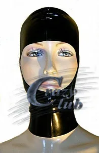 Crazy club_ Latex Fetish Black Mask with cut out face Latex Mask fetish Bodysuit Latex Hood Fetish Fast Delivery