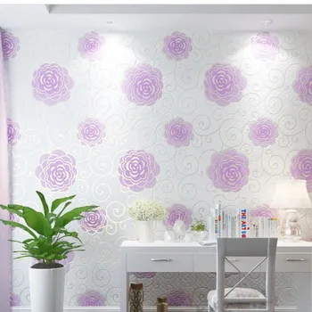 Green Floral 3D Wallpapers Non Woven Bedroom Wall papers Home decor 0.53*9.5m Pink Wall Paper Flowers 3d wallpaper flower rose