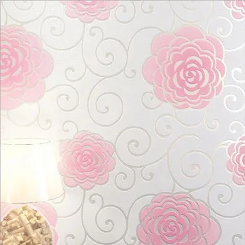 Green Floral 3D Wallpapers Non Woven Bedroom Wall papers Home decor 0.53*9.5m Pink Wall Paper Flowers 3d wallpaper flower rose