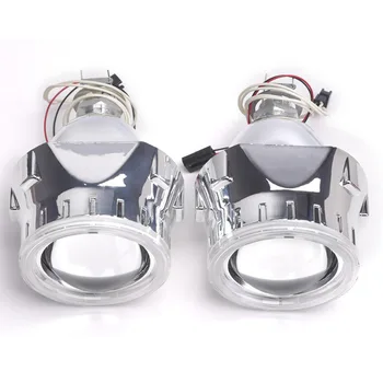 2.5 inch bixenon projector lens mask shroud with double angel eyes for car HID Headlight headlamp Projector Lens for H1 H4 H7